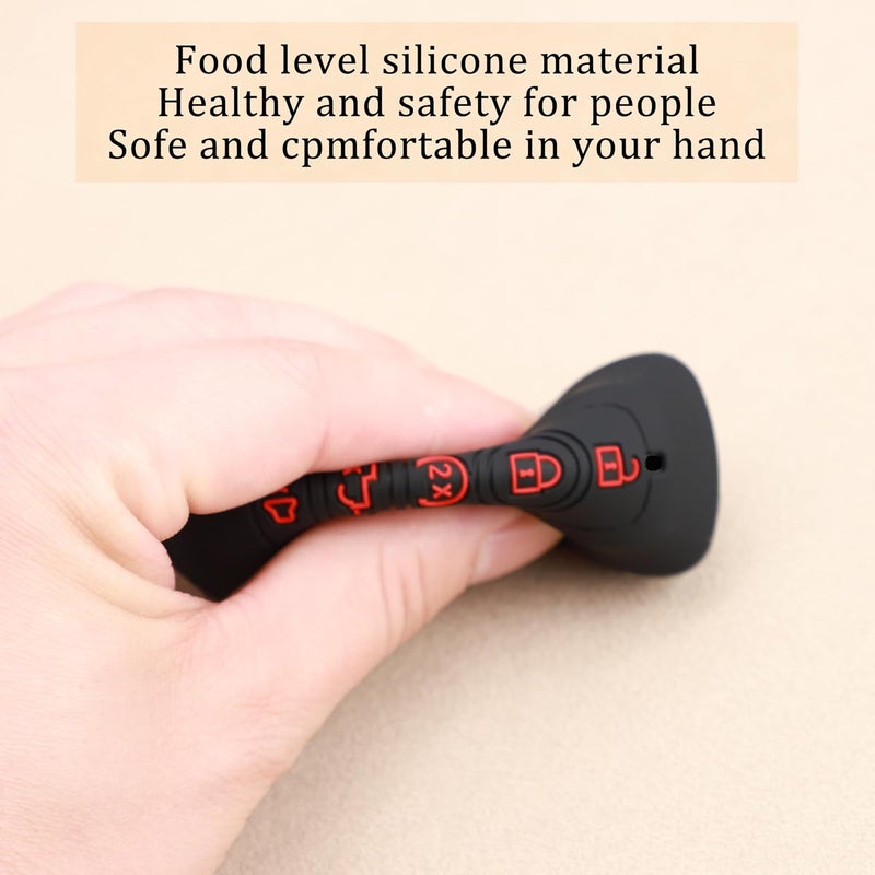 TANDRIVE Key Fob Cover for 2026 2025-2017 Ford F150 F250 F350 F450 F550 F650 F750, 5 Button, Silicone, 2-Pack, Red Button, Black and Black - Image 5